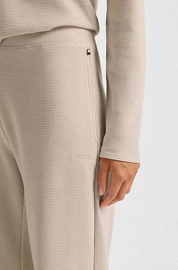 Pyžamo BOSS Cotton-blend pyjama bottoms with waffle structure Béžová | 50550317, 1