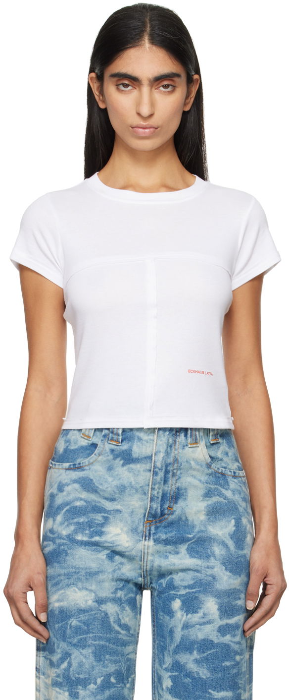 Tričko Eckhaus Latta Lapped Baby T-shirt Biela | 303-EL-PF24-W -, 0