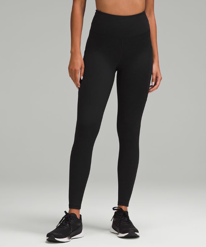 Legíny lululemon Fast and Free High-Waisted Fleece Pockets Leggings 71 cm Size 10 Čierna | prod11530529, 0