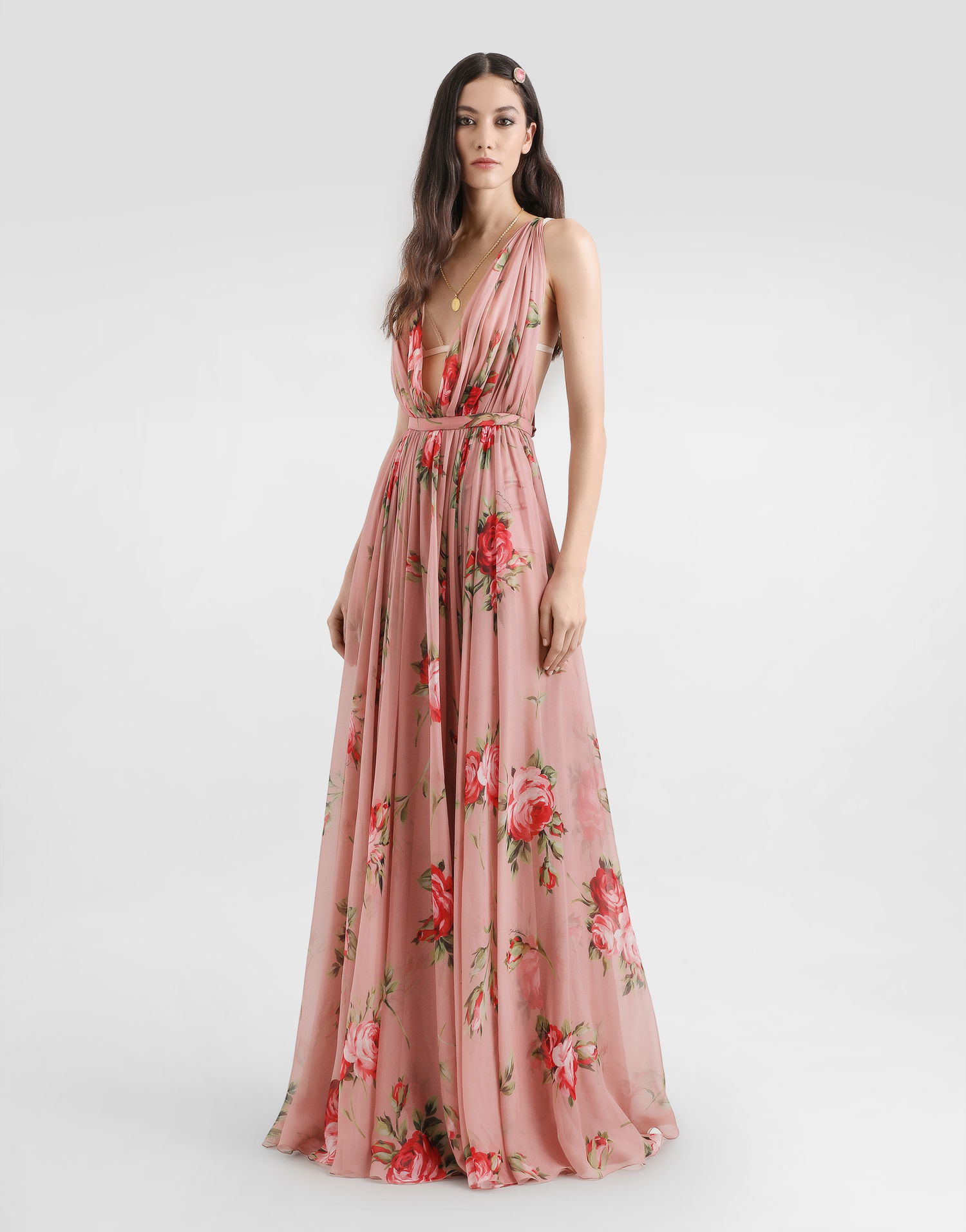 Šaty Dolce & Gabbana Rose Bouquet-print Chiffon Maxi Dress Rôznofarebný | F6ZA1TIS11FHF5ZN, 1