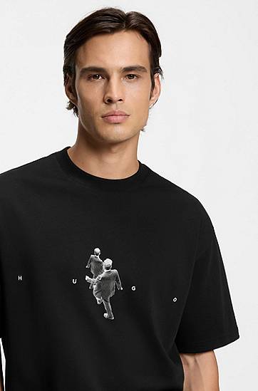 Tričko BOSS Oversized-fit T-shirt in cotton jersey with graphic artwork Čierna | 50553337, 1