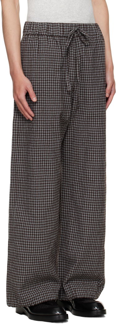 Nohavice sage NATION SAGE NATION Siesta Gingham Lounge Pants Hnedá | S140 SIESTA TROUSER WOOL COTTO, 1