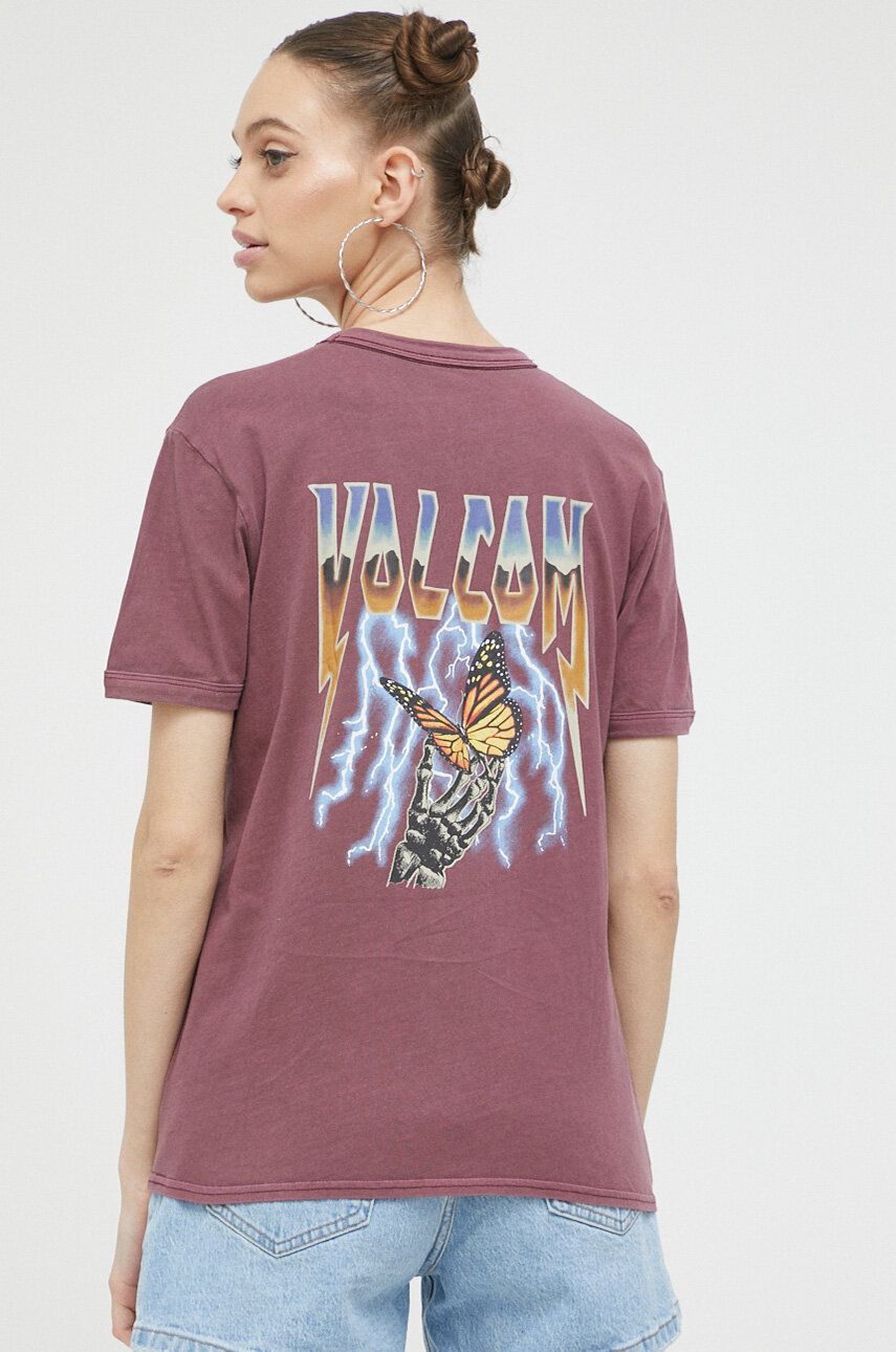 Tričko Volcom Truly Ringer Tee Vínová | B3512307.BUR, 0