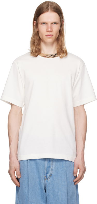 Tričko Burberry Burberry Cotton T-Shirt with Check Trim Biela | 8110100, 0