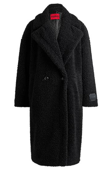 Kabáty BOSS HUGO Double-Breasted Oversized Faux Fur Coat Čierna | 50523262, 0