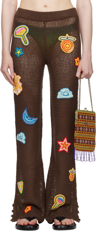 Nohavice Casablanca Casablanca Crochet Motif Trousers Hnedá | WS25-KW-940-01, 0