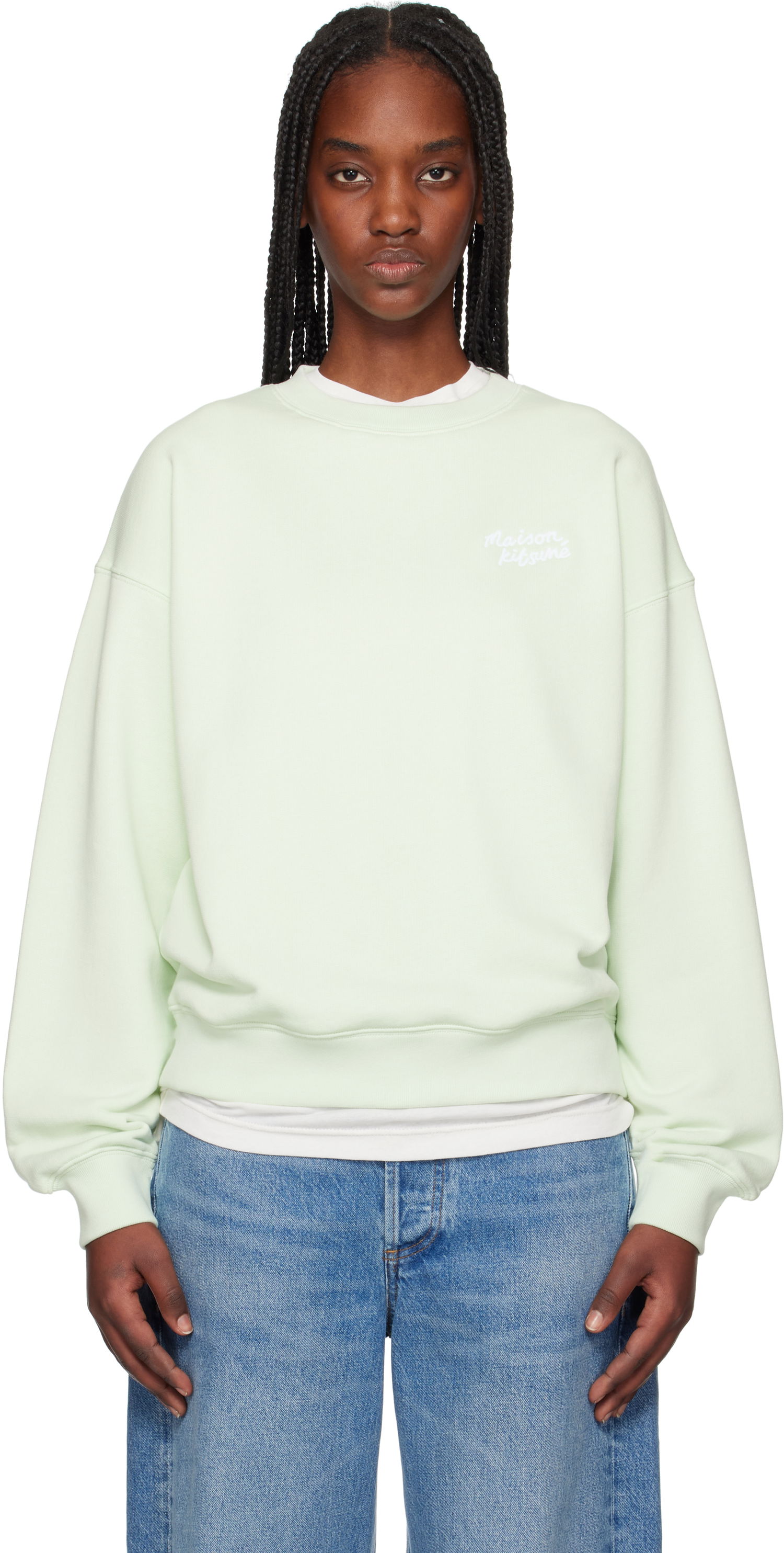 Sveter MAISON KITSUNÉ Maison Kitsuné Handwriting Comfort Sweatshirt Zelené | MW00314KM0321, 0