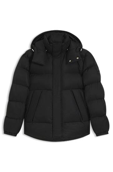 Prešívaná bunda BOSS Water-Repellent Monogram Jacquard Puffer Jacket Čierna | 50548727