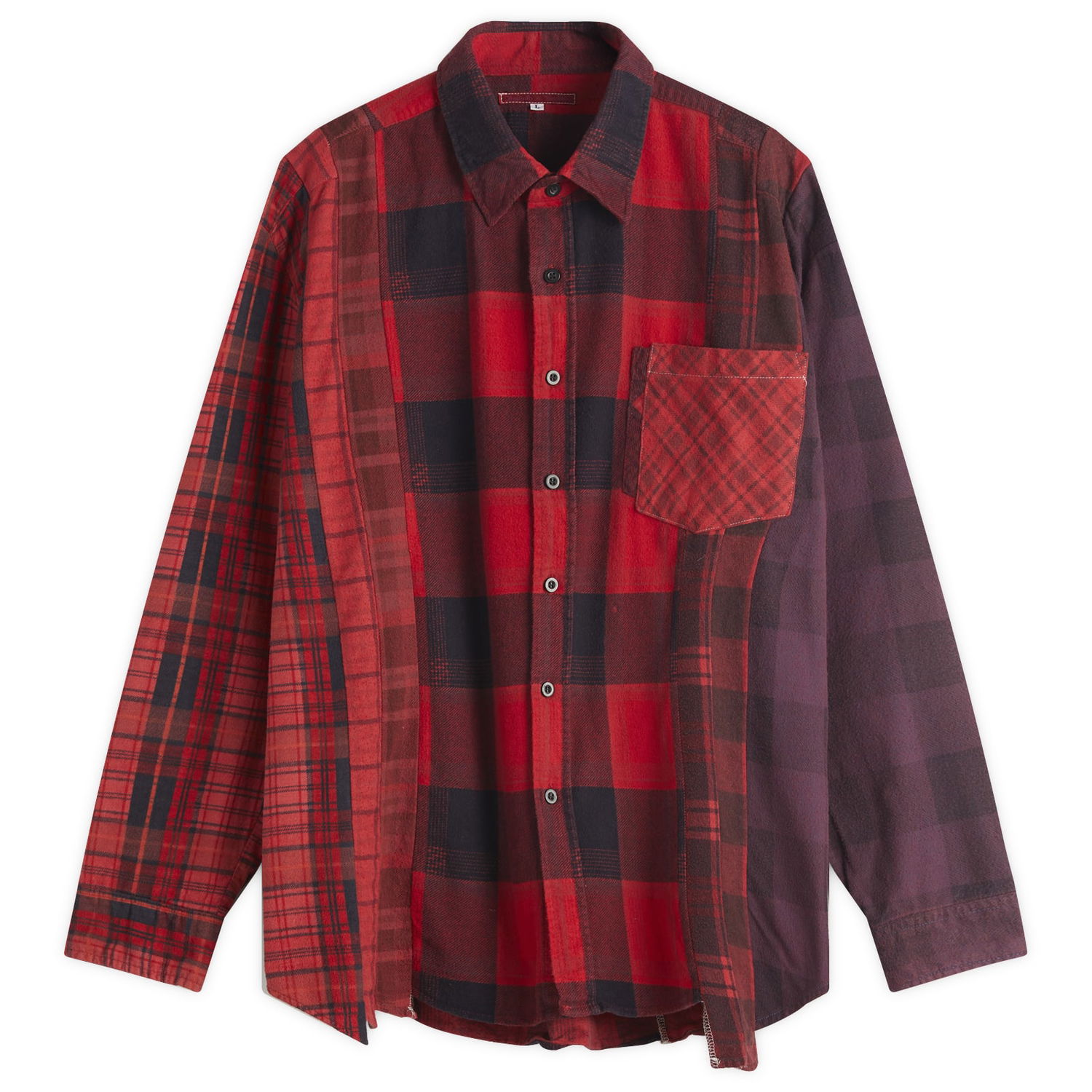 Košeľa Needles 7 Cuts Wide Over Dyed Flannel Shirt, Size Large Červená | QV400-A, 1