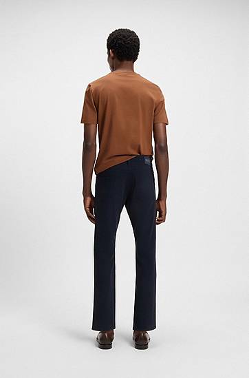 Nohavice BOSS Delaware Slim-Fit Stretch-Cotton Twill Trousers Navy | 50543883, 1