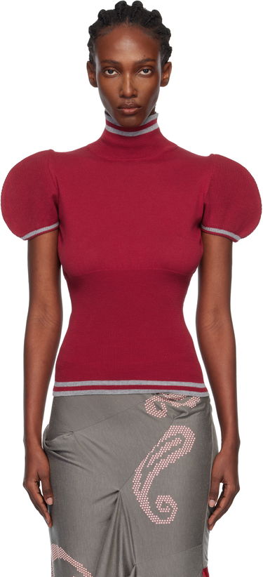 Sveter KIKO KOSTADINOV Kiko Kostadinov Simone Ribbed Puff Sleeve Turtleneck Červená | KKWAW25KN11-129, 0