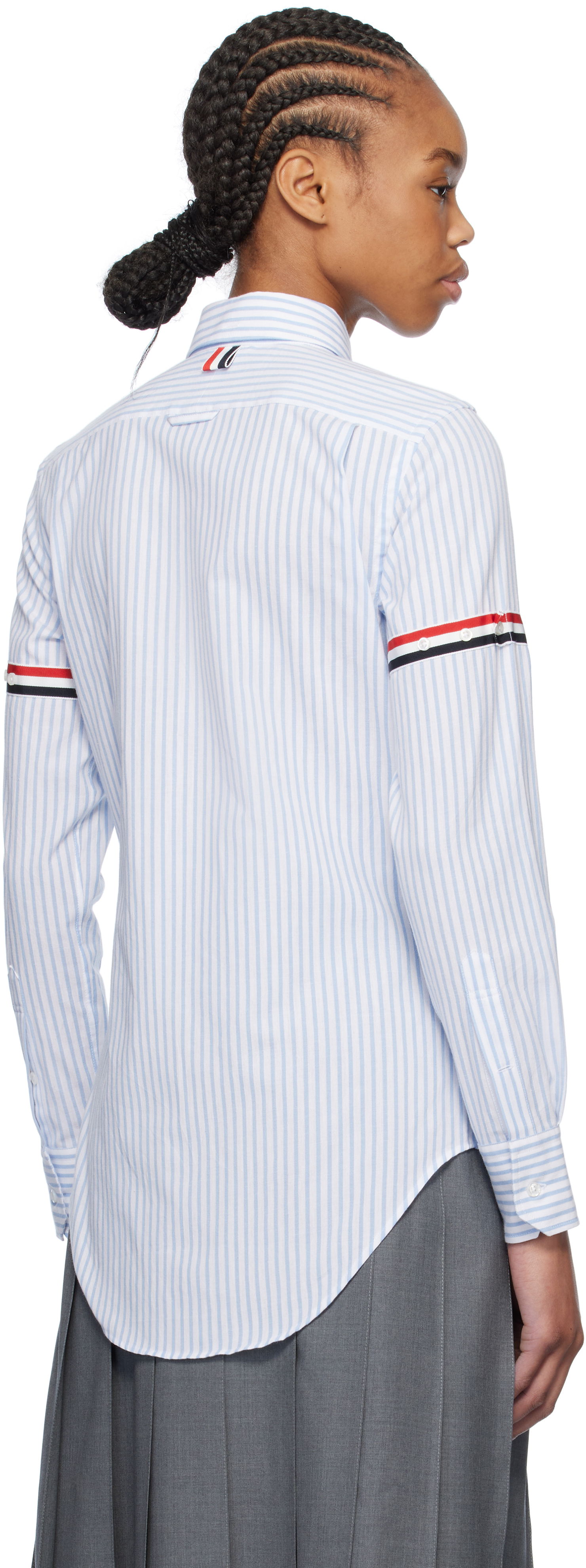 Thom Browne Striped Oxford Shirt with 4-Bar