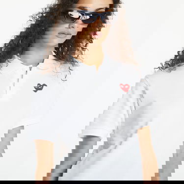Tričko Comme des Garçons PLAY Emblem Knit Short Sleeve Tee UNISEX White Biela | AX-T006 WHITE, 3