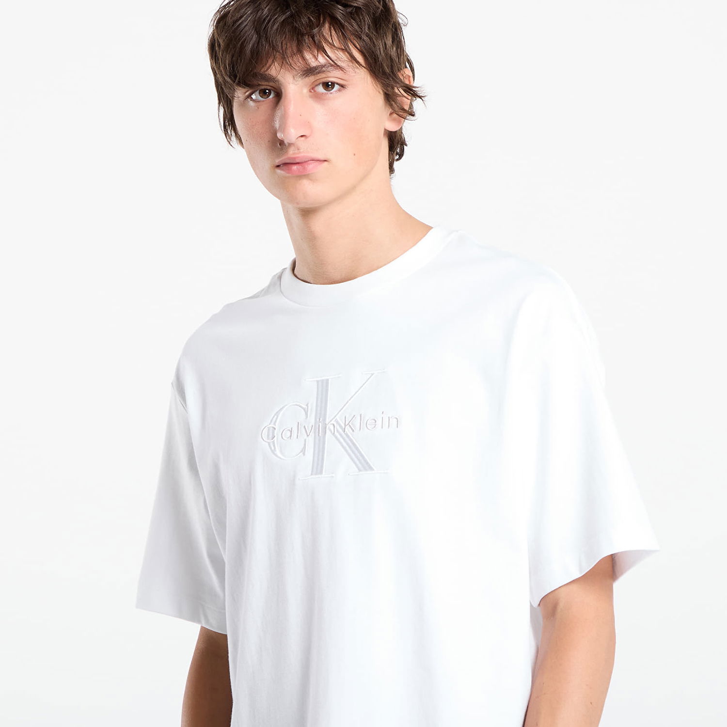 Tričko CALVIN KLEIN Calvin Klein Hi Low Emb 16S Jersey T-Shirt Biela | LV04RB295G YAA, 1