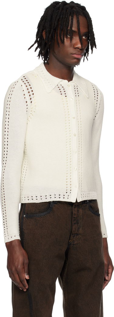 Sveter Eckhaus Latta Eckhaus Latta Sol Knit Cardigan Biela | 8103-EL-PS25-P - PAPER, 1