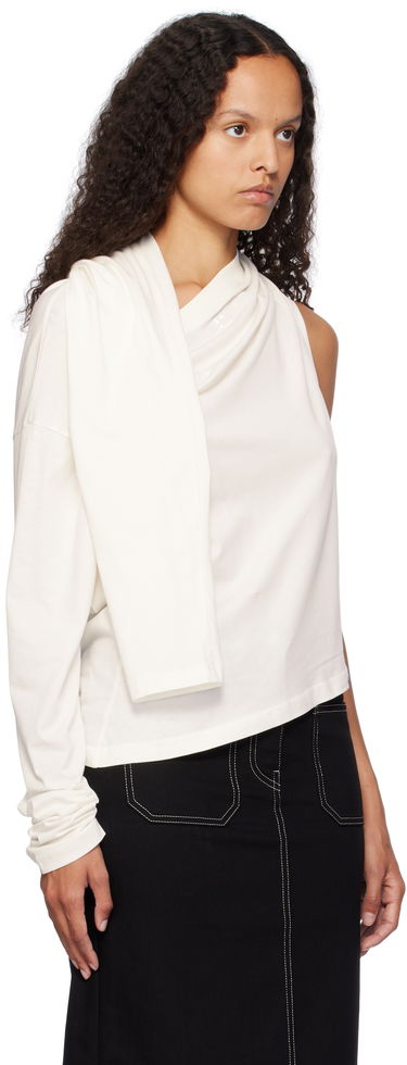 Tielko Courrèges Courrèges Asymmetric Off Shoulder T-Shirt Biela | 424JTS154JS0175, 1