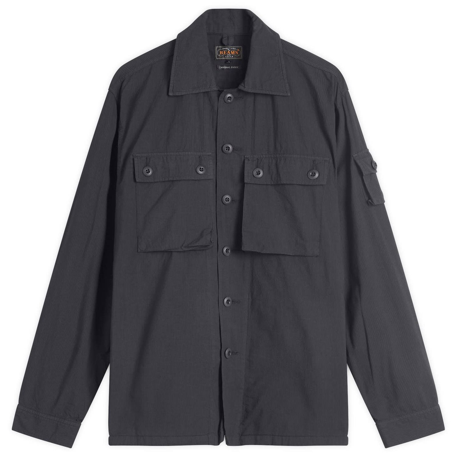 Košeľa BEAMS Beams Plus Textured Ripstop Shirt Jacket, Size Large Šedá | 3818-0641-791-79, 0
