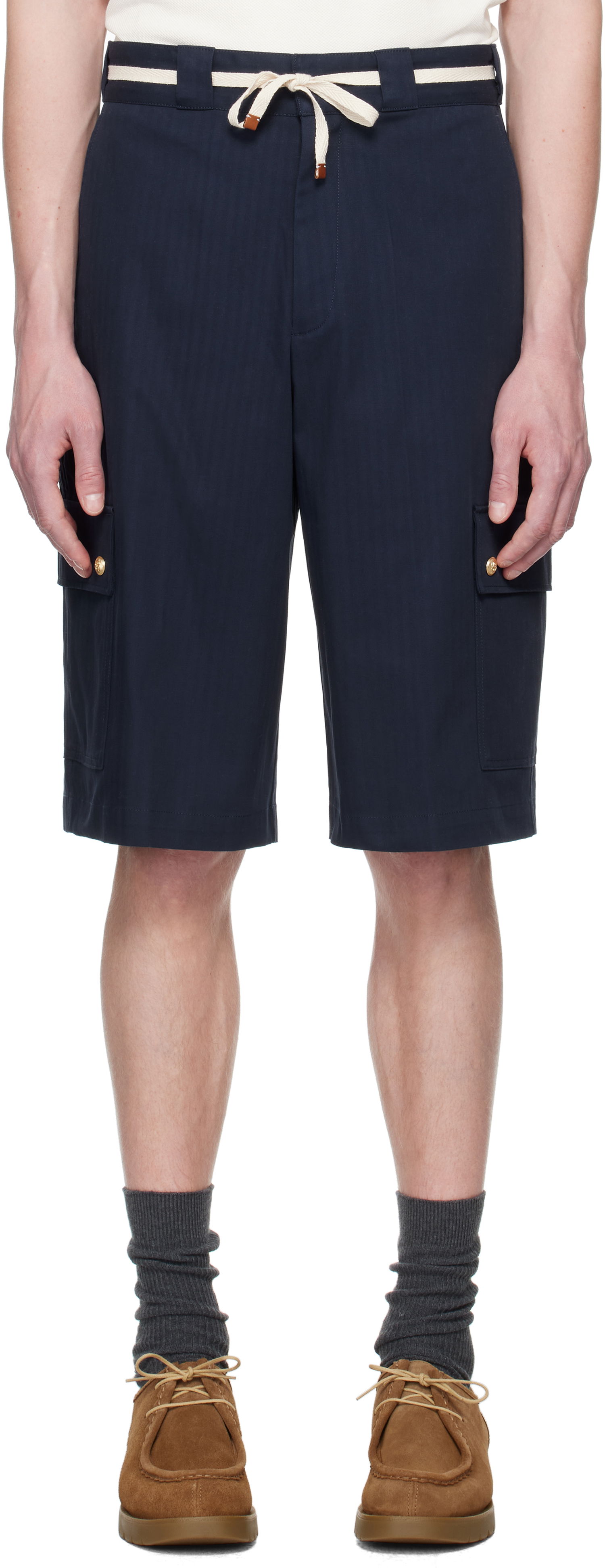 Šortky Drôle de Monsieur Drole De Monsieur 'Le Short Workwear Chevron' Shorts Navy | G-BS155-CO106-NY, 0