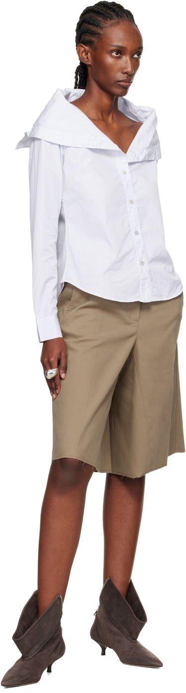 Košeľa OUR LEGACY Kaonashi Pinstriped Long-Sleeve Off-Shoulder Button-Up Shirt Biela | W4252KD, 3
