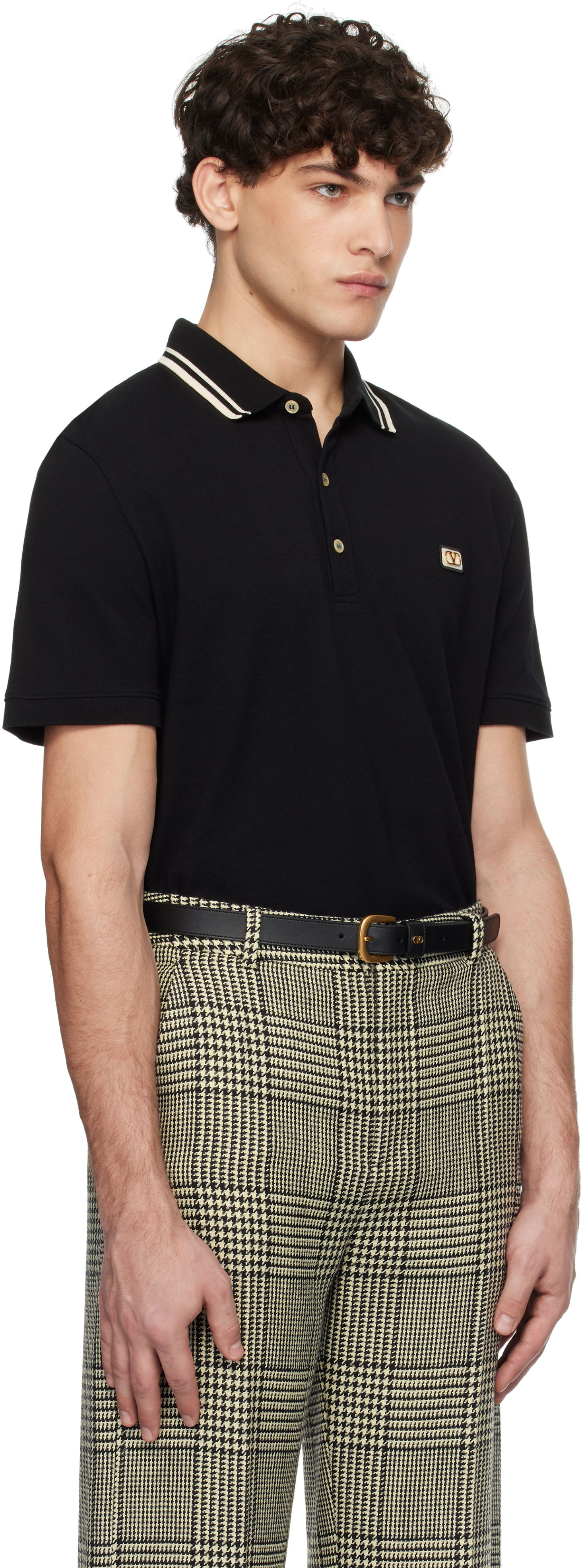 Polo tričko Valentino Cotton Piqué Polo with Patch Čierna | 6V3MH01KAQK, 1