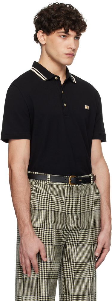 Polo tričko Valentino Cotton Piqué Polo with Patch Čierna | 6V3MH01KAQK, 1