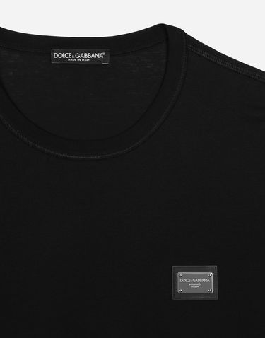 Tričko Dolce & Gabbana Long-sleeved T-shirt With Logo Tag Čierna | G8PV0TG7F2IN0000, 2