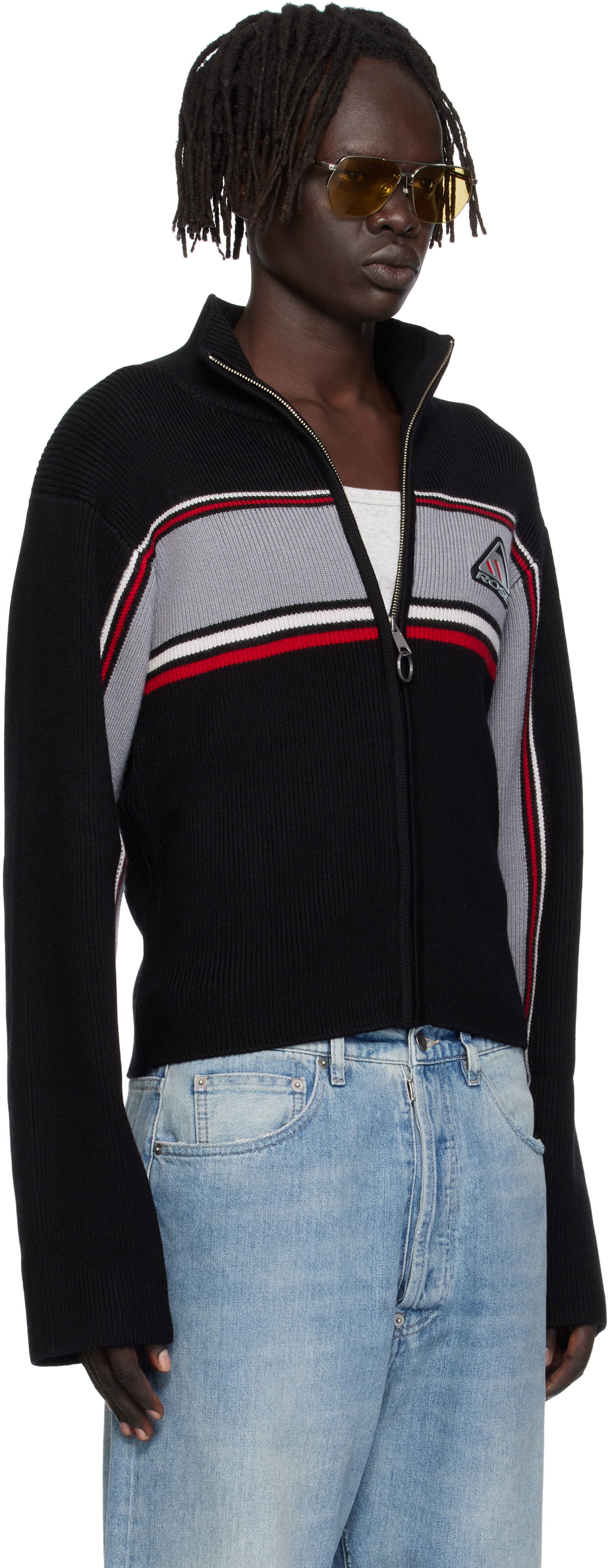Mikina Martine Rose Martine Rose Cropped Cable Zip-Up Sweatshirt Čierna | 976YA09009, 1