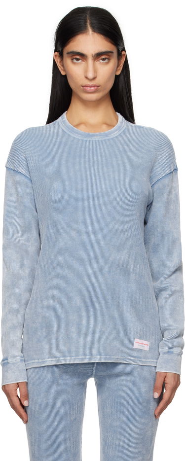 Sveter Alexander Wang Alexander Wang Long Sleeve Waffle Knit T-shirt Modrá | UC4221611W, 0