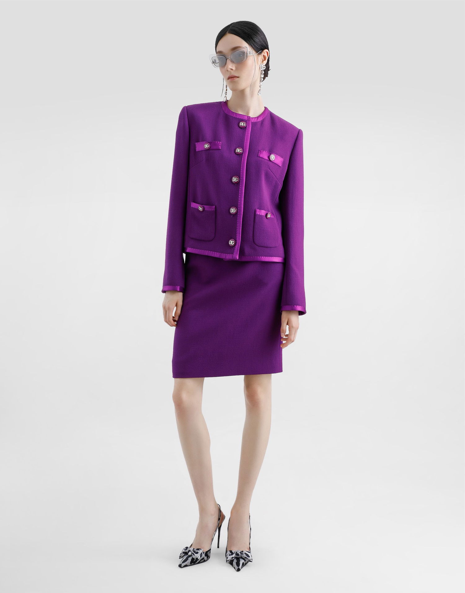 Sukňa Dolce & Gabbana Dolce & Gabbana Wool Crepe Midi Pencil Skirt Fialová | F4C1ETFU2TZF0373, 1