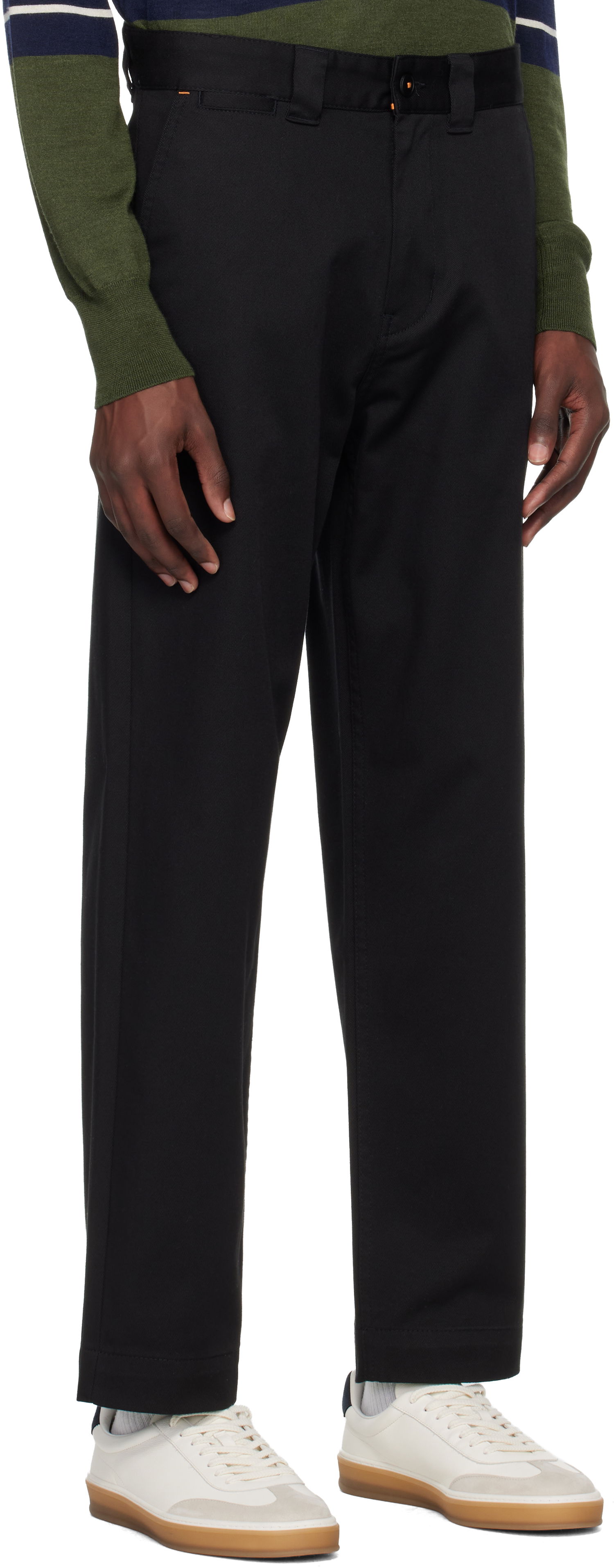 Nohavice BOSS BOSS Logo Patch Straight Leg Trousers Čierna | 50545304, 1