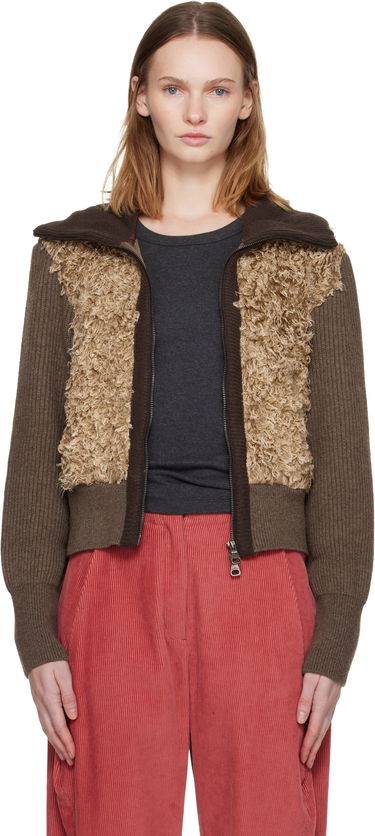 Sveter Andersson Bell Curly Faux Fur Panel Full-Zip Knit Cardigan Rôznofarebný | atb1392w, 0