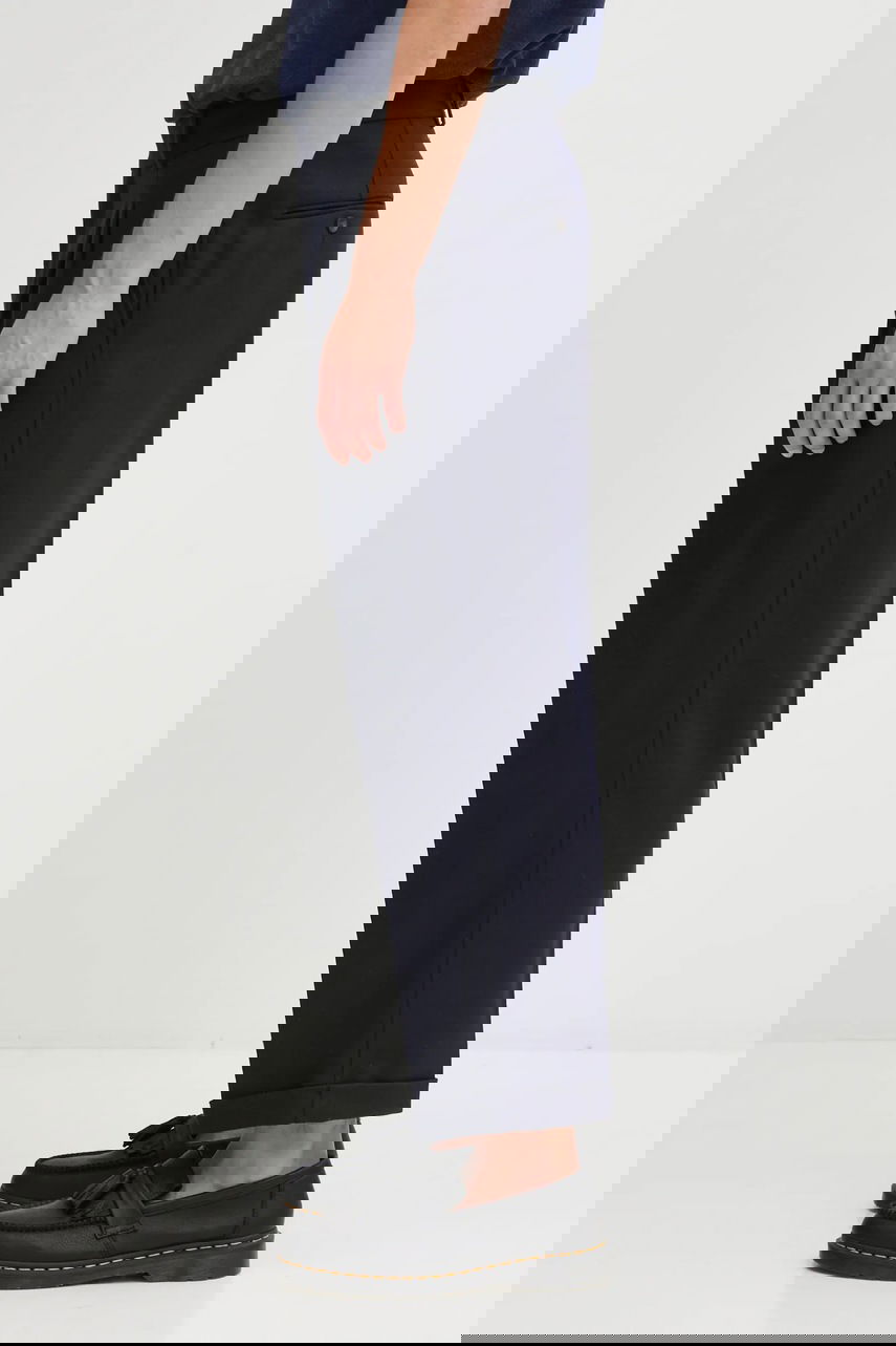 Nohavice Drôle de Monsieur Drôle de Monsieur Wool Blend Pleated Cropped Trousers Navy | I.BP192.WV008, 1