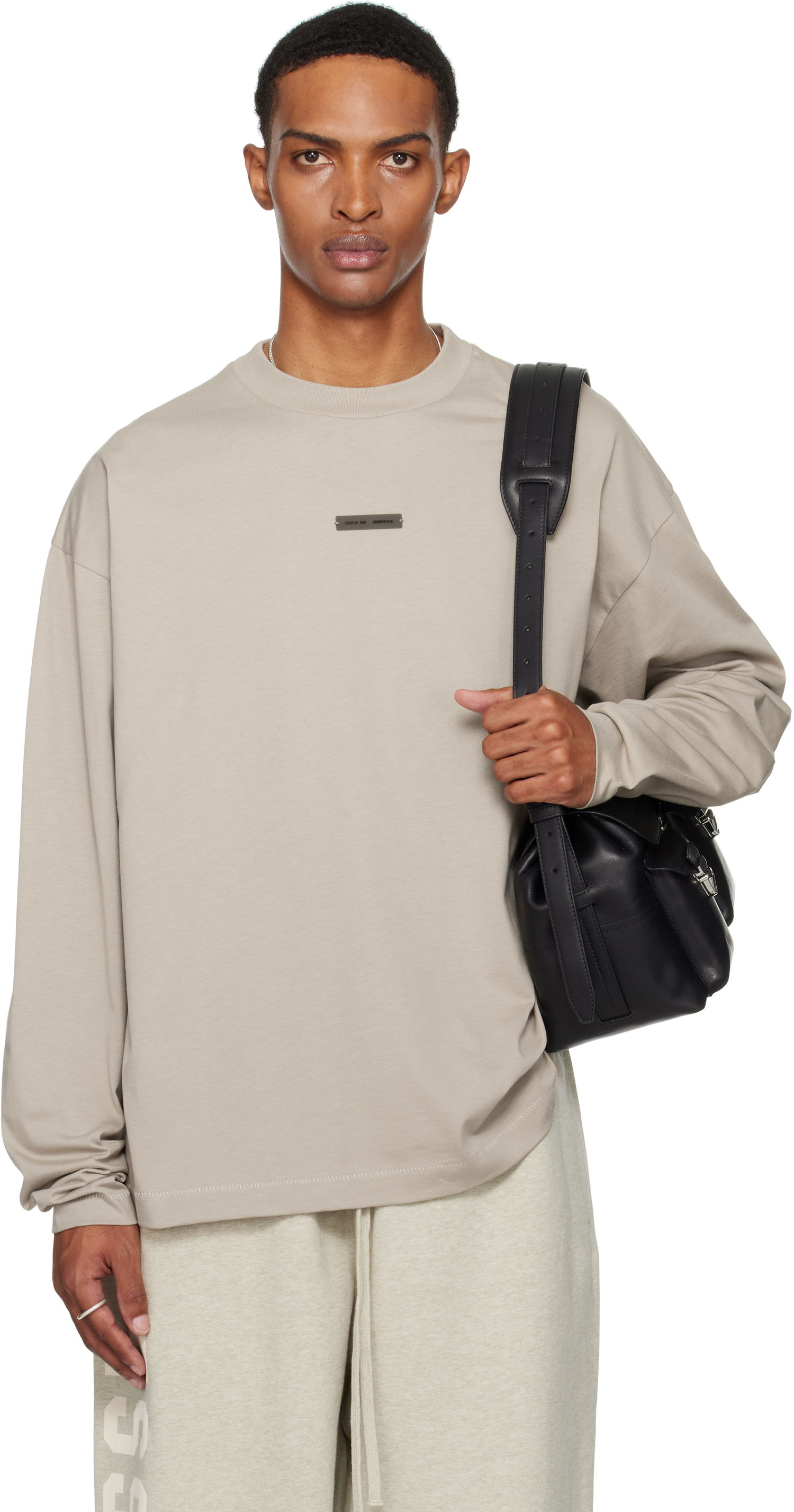 Tričko Fear of God ESSENTIALS Classic Fit Long Sleeve T-Shirt Béžová | 125SP254201F, 0
