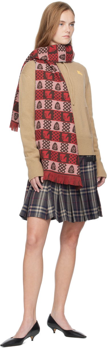 Šál Burberry Burberry Chess Fair Isle Wool Scarf Červená | 8115320, 2