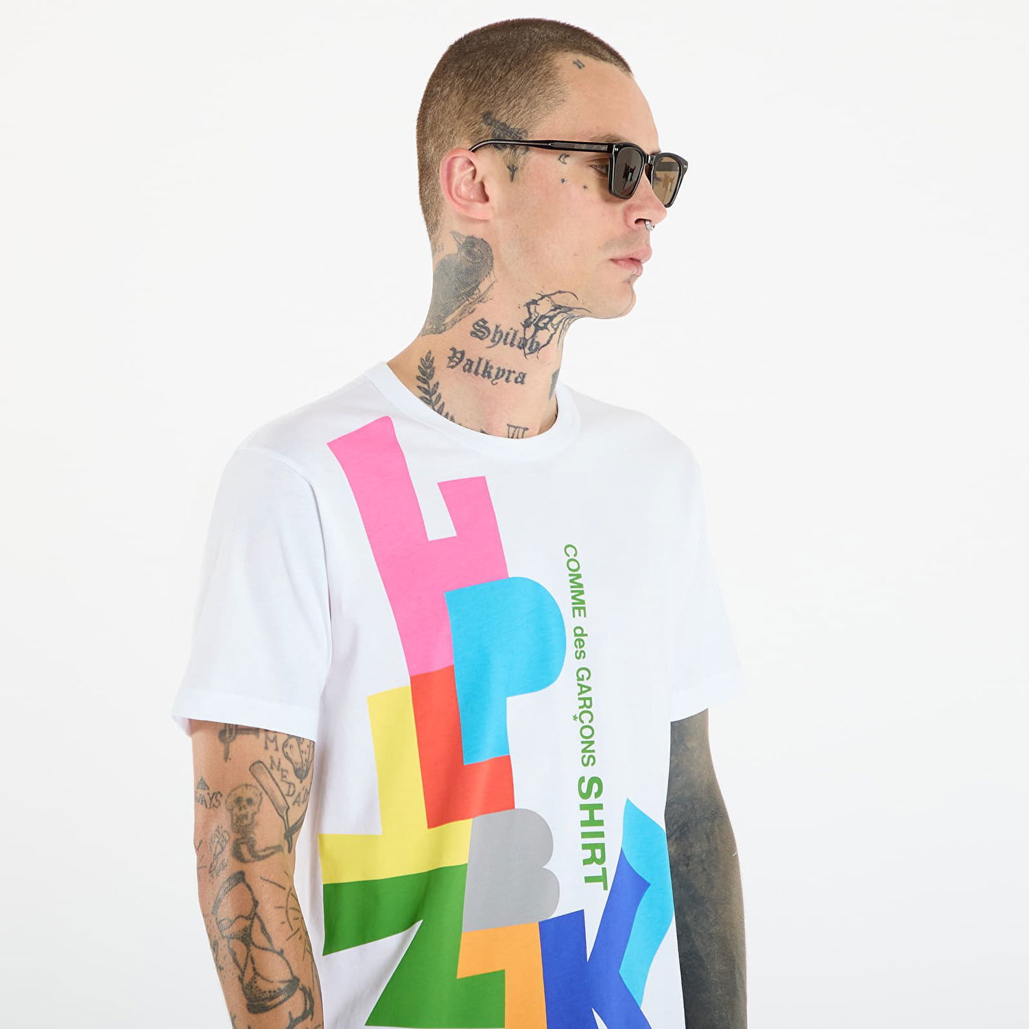 Tričko Comme des Garçons Comme des Garçons SHIRT T-Shirt With Colorful Block Graphic Print Rôznofarebný | FP-T002-W25 White, 1