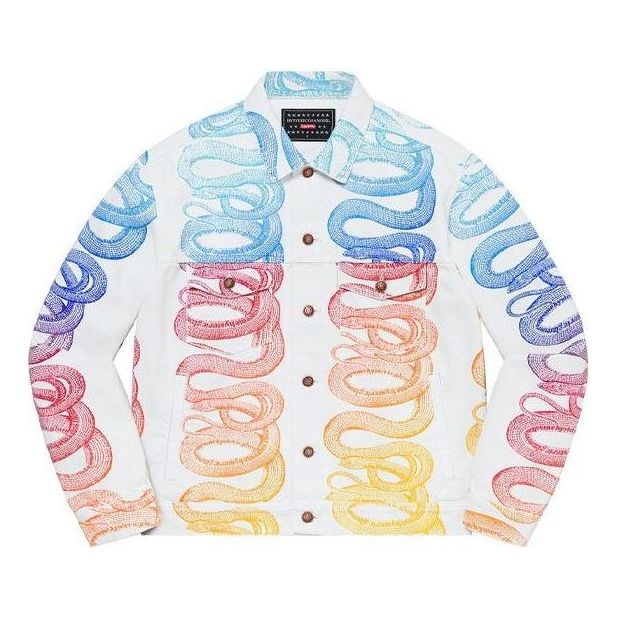 Bunda Supreme Snake Denim Trucker Jacket by HYSTERIC GLAMOUR Biela | SUP-SS21-534