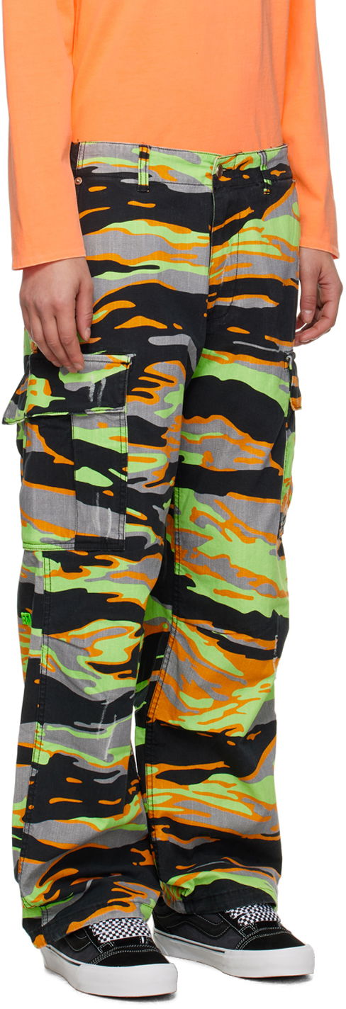 Cargo nohavice ERL ERL Printed Denim Cargo Pants Zelené | ERL06P003, 1