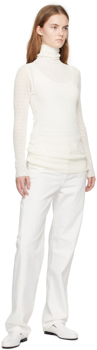 Sveter TOTEME TOTEME Semi-Sheer Turtleneck Biela | 242-WRT1776-YA0040, 3
