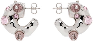 Náušnice Dries Van Noten Silver & Pink Embellished Earrings Vínová | 242-018230-055, 0