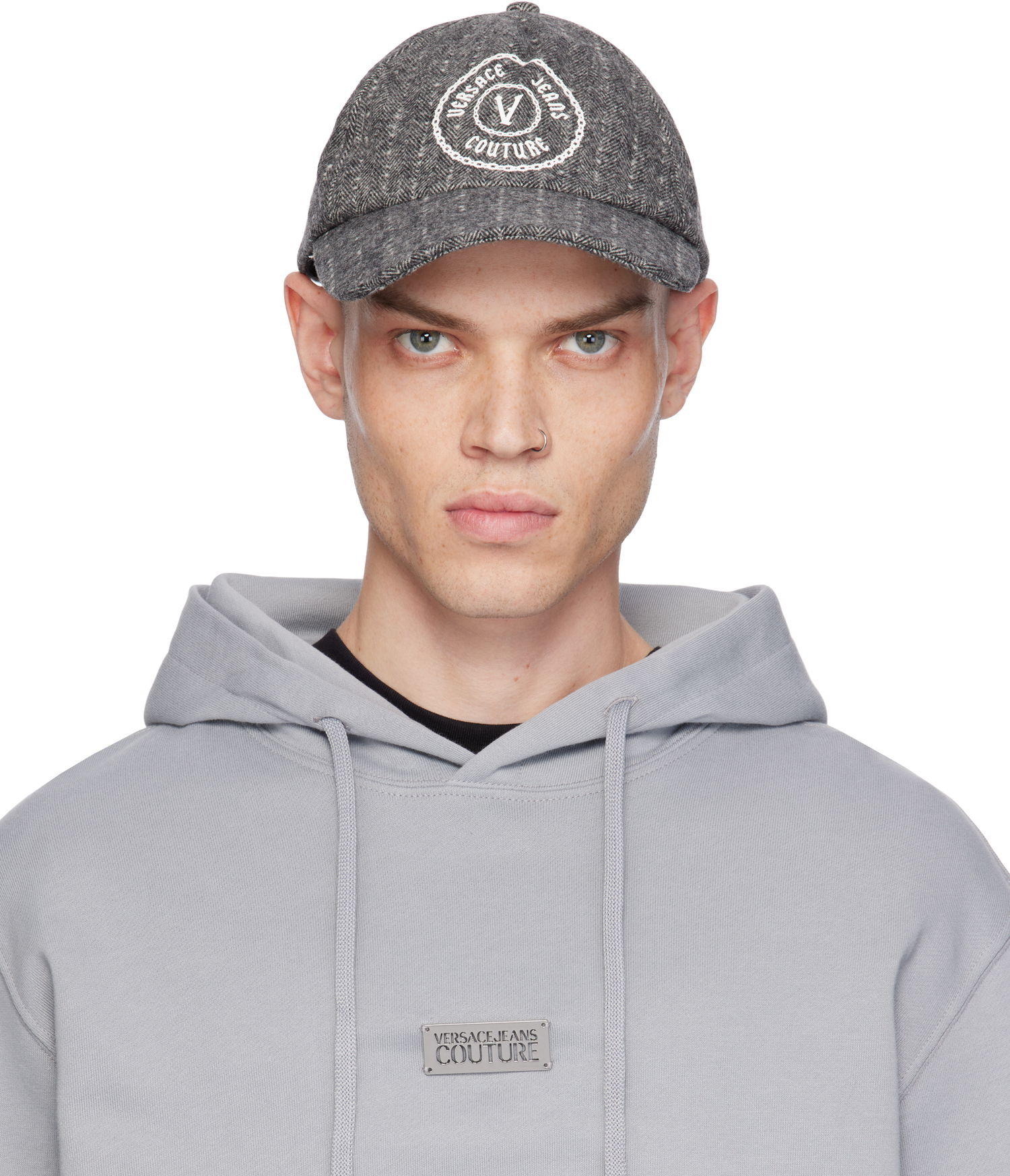 Šiltovka Versace Pinstripe Baseball Cap Šedá | E77GAZK48_EZG297, 0