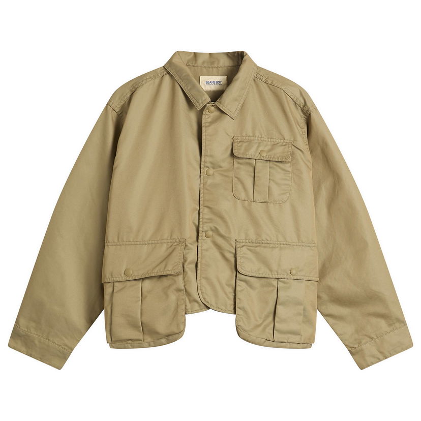 Bunda BEAMS Chambray Gabardine Short Fishing Jacket Béžová | 1318-0412-120-20