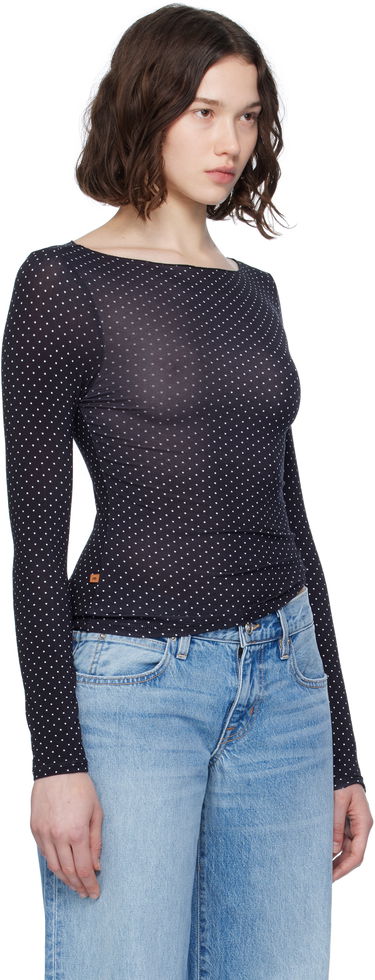 Tričko Miaou Miaou Amelia Polka Dot Long Sleeve T-Shirt Čierna | 7183TJBBWP, 1
