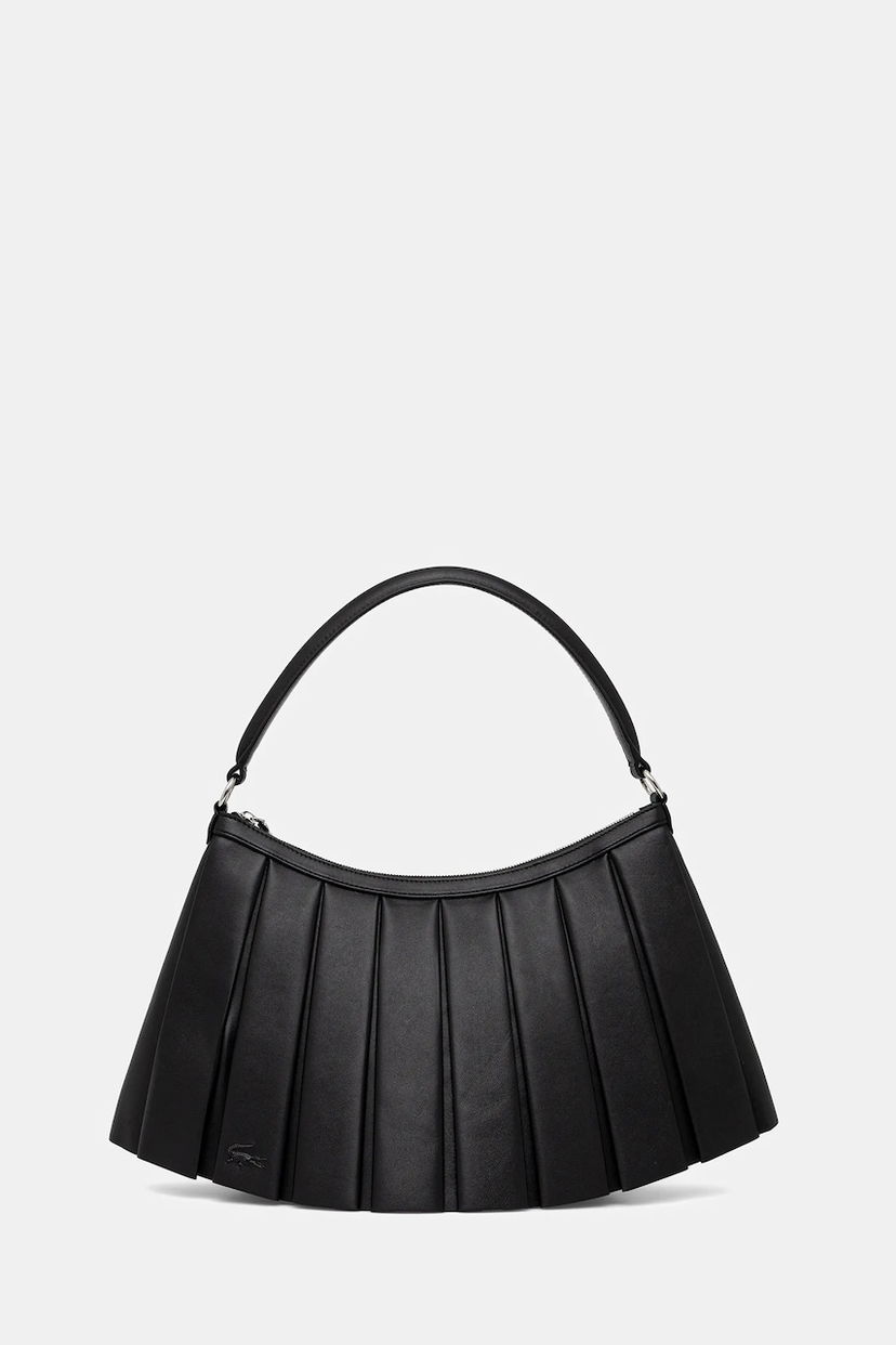 Taška cez rameno Lacoste Lacoste Pleated Leather Shoulder Bag Čierna | NU5015DP