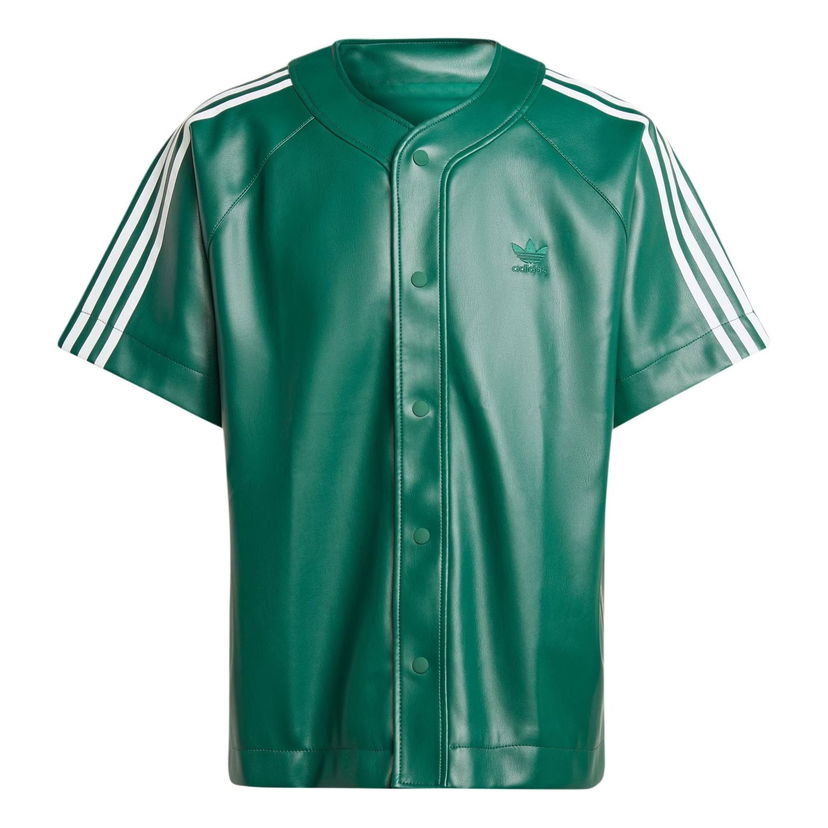 Košeľa adidas Originals Adicolor 3-Stripes Faux Leather Baseball Shirt Zelené | IZ4047