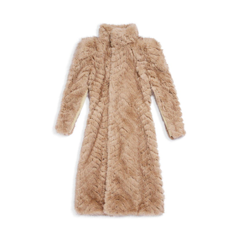 Kabáty Balenciaga Round Shoulder Fitted Coat Béžová | 768930TPQ142602