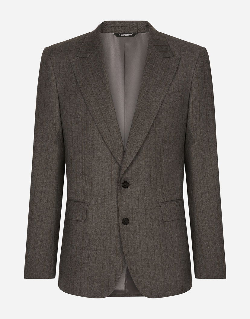 Bunda Dolce & Gabbana Dolce & Gabbana Single-Breasted Pinstripe Flannel Jacket Šedá | G2TV4TFRBDFS8051