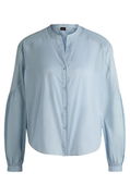 Cotton Voile Regular-Fit Blouse with Wide Sleeves
