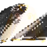 Line Camo Logo Wool Varsity Jacket, Size Large