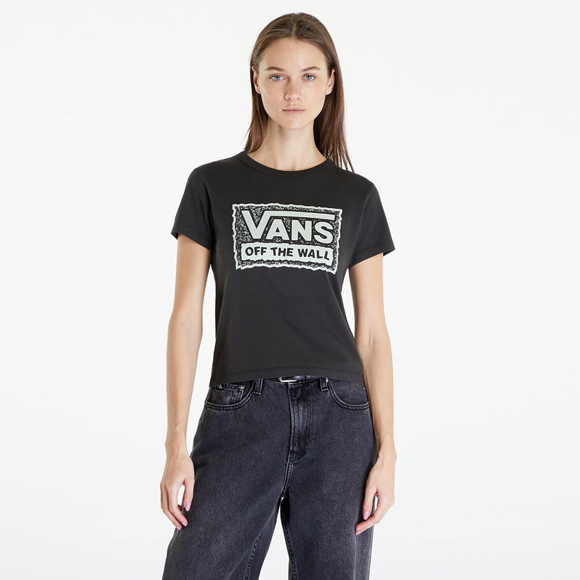 Tričko Vans Women's T-Shirt Rugged Box Logo Mini Black Čierna | VN000GFMBLK1