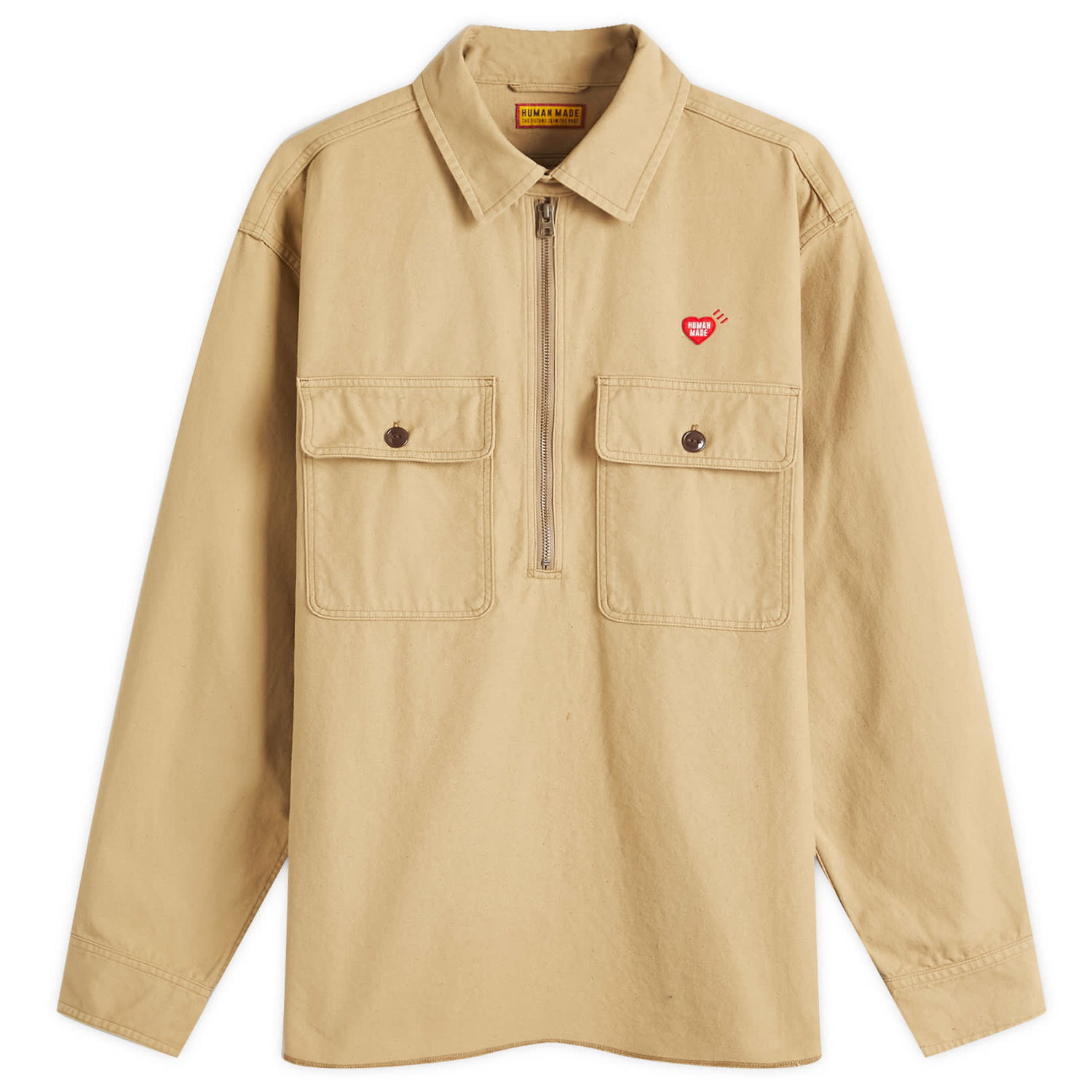 Košeľa Human Made Human Made Men's Zip-Up Work Shirt, Size Large Béžová | HM29SH002-BEI, 1